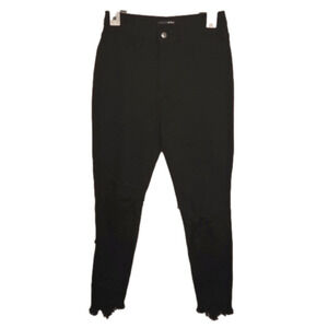 Nwot Womens Fashion Nova Hi waisted distressed cropped black jeans size 9